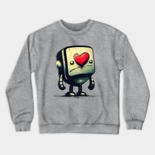 Cute clumsy sad valentine retro robot Crewneck Sweatshirt